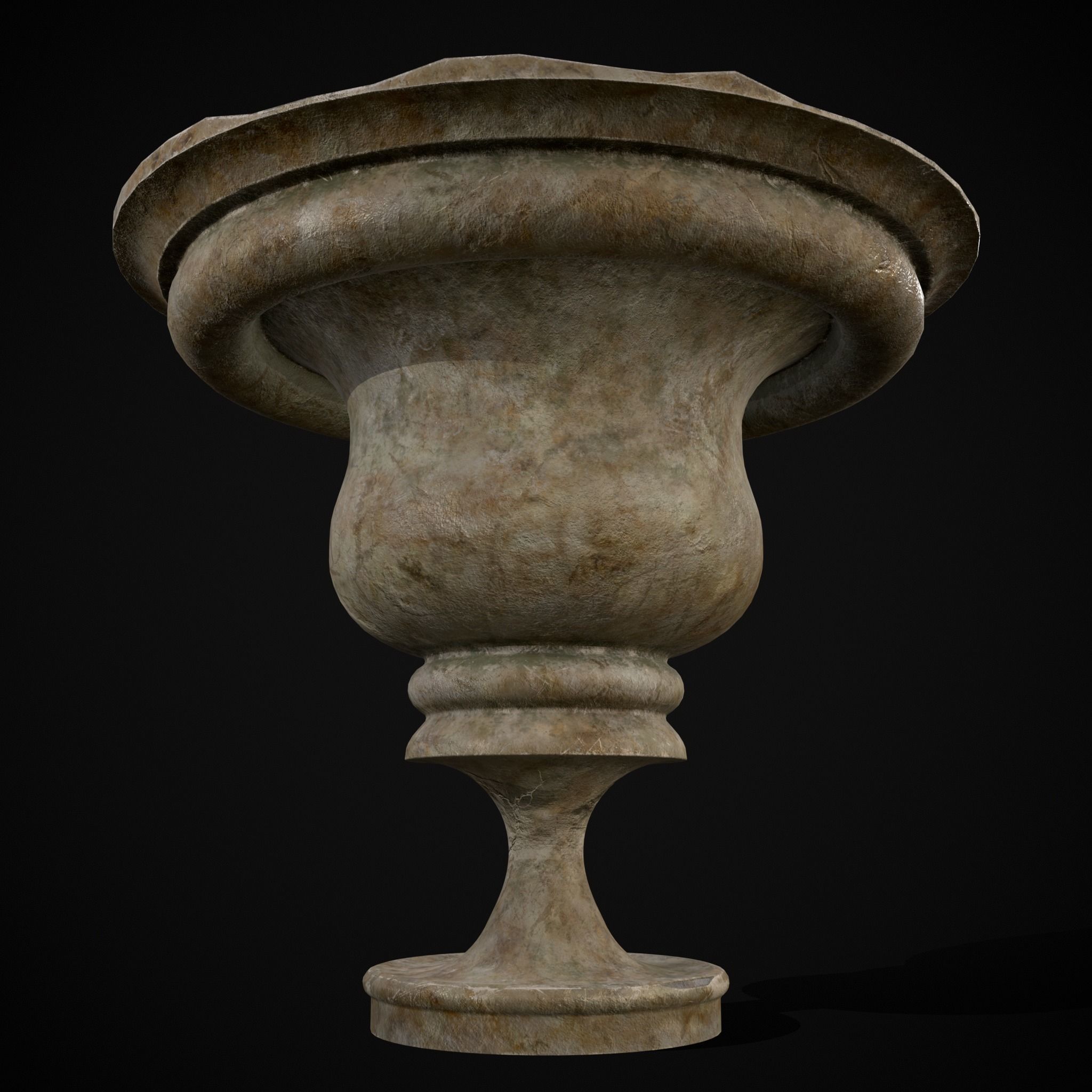 Garden Cracked Planter Low-poly 3D model_25