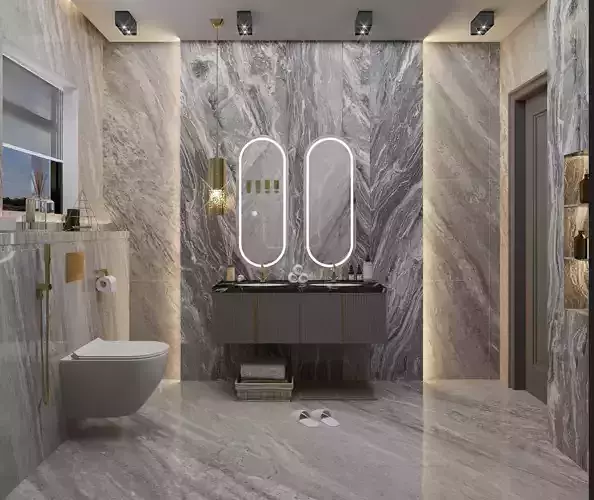 Modern Luxury Bathroom Interior Scene  3D model 3D model Modern Luxury Bathroom Interior Scene  3D model 3D model