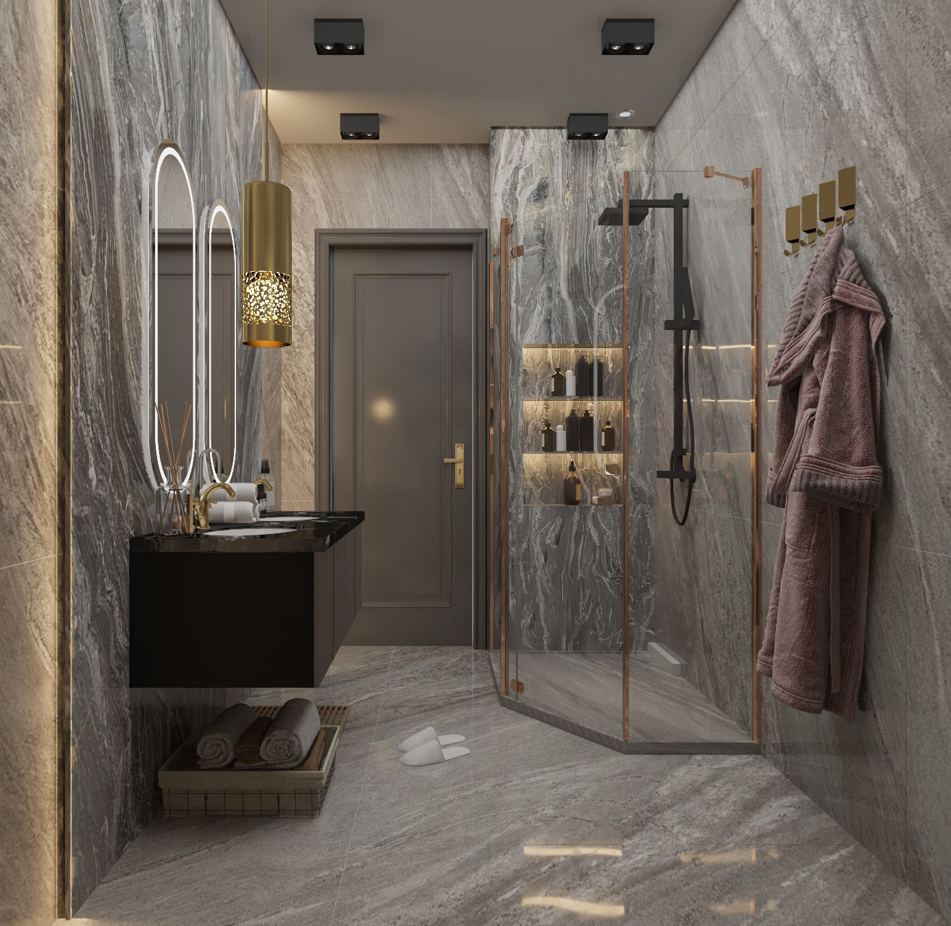 Modern Luxury Bathroom Interior Scene  3D model 3D model_3