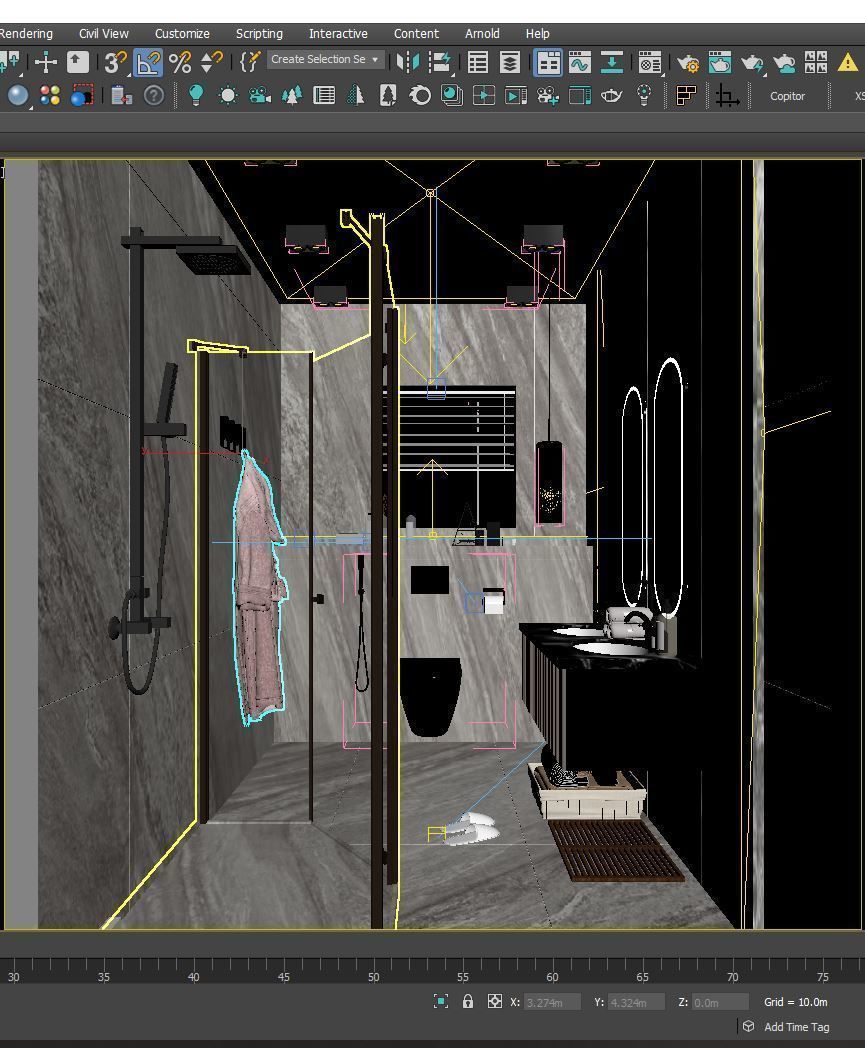 Modern Luxury Bathroom Interior Scene  3D model 3D model_4