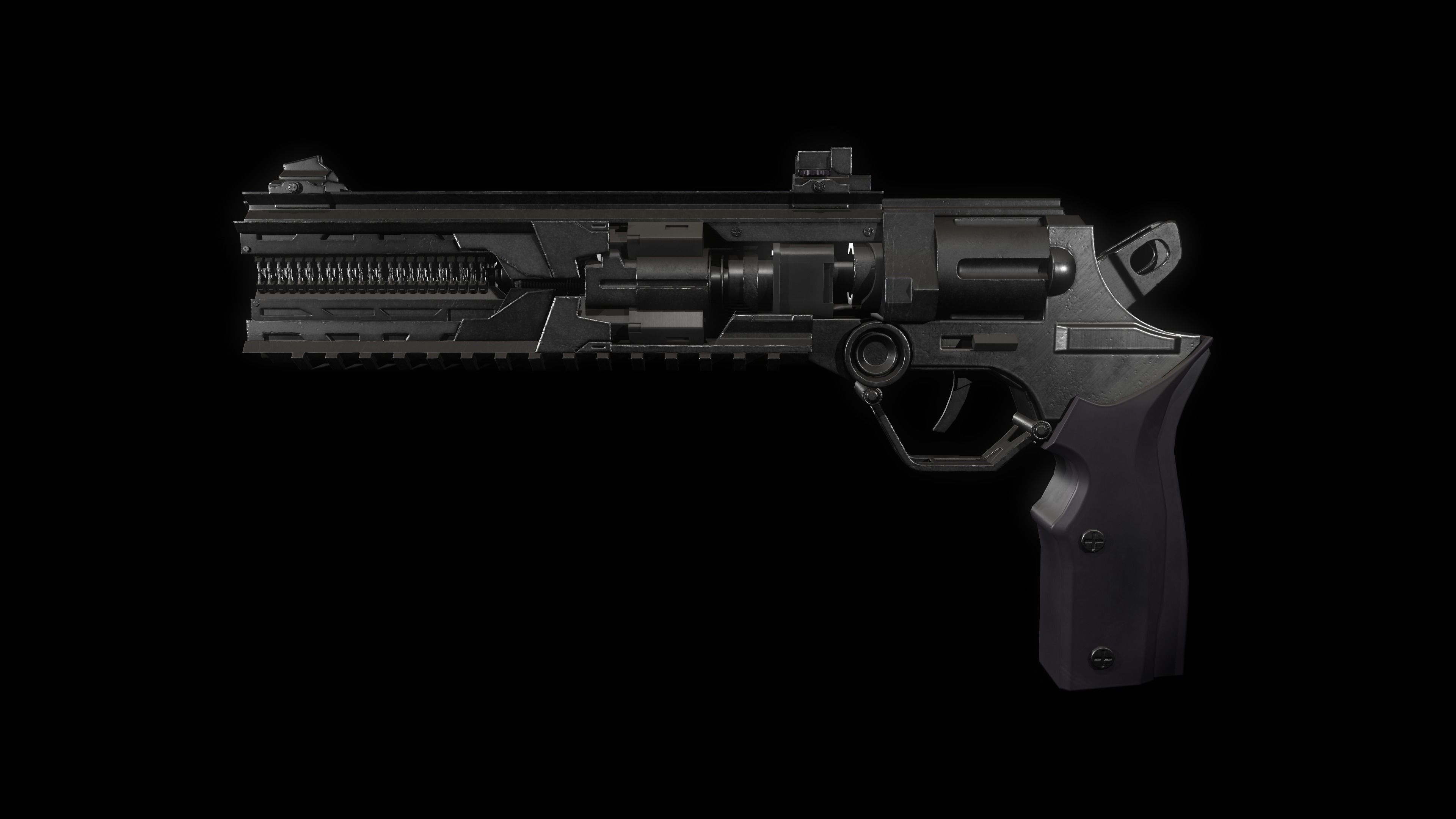 Future Gun  Low-poly 3D model_3
