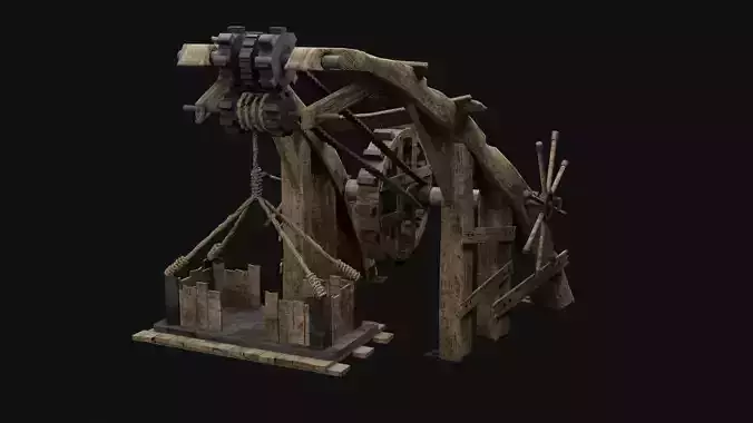 Medieval Crane Lift Low-poly 3D model