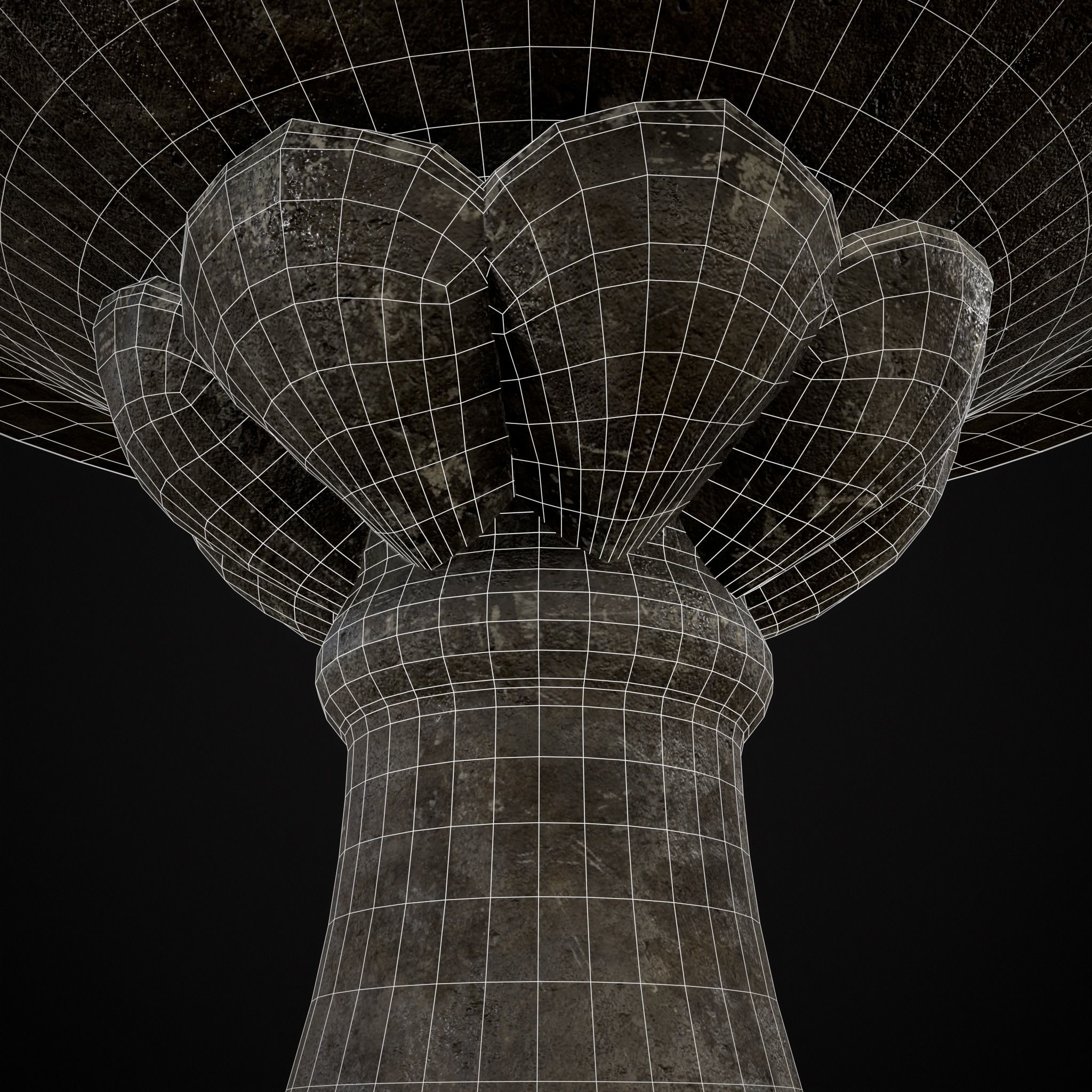 Garden Floral Round Pedestal Low-poly 3D model_8