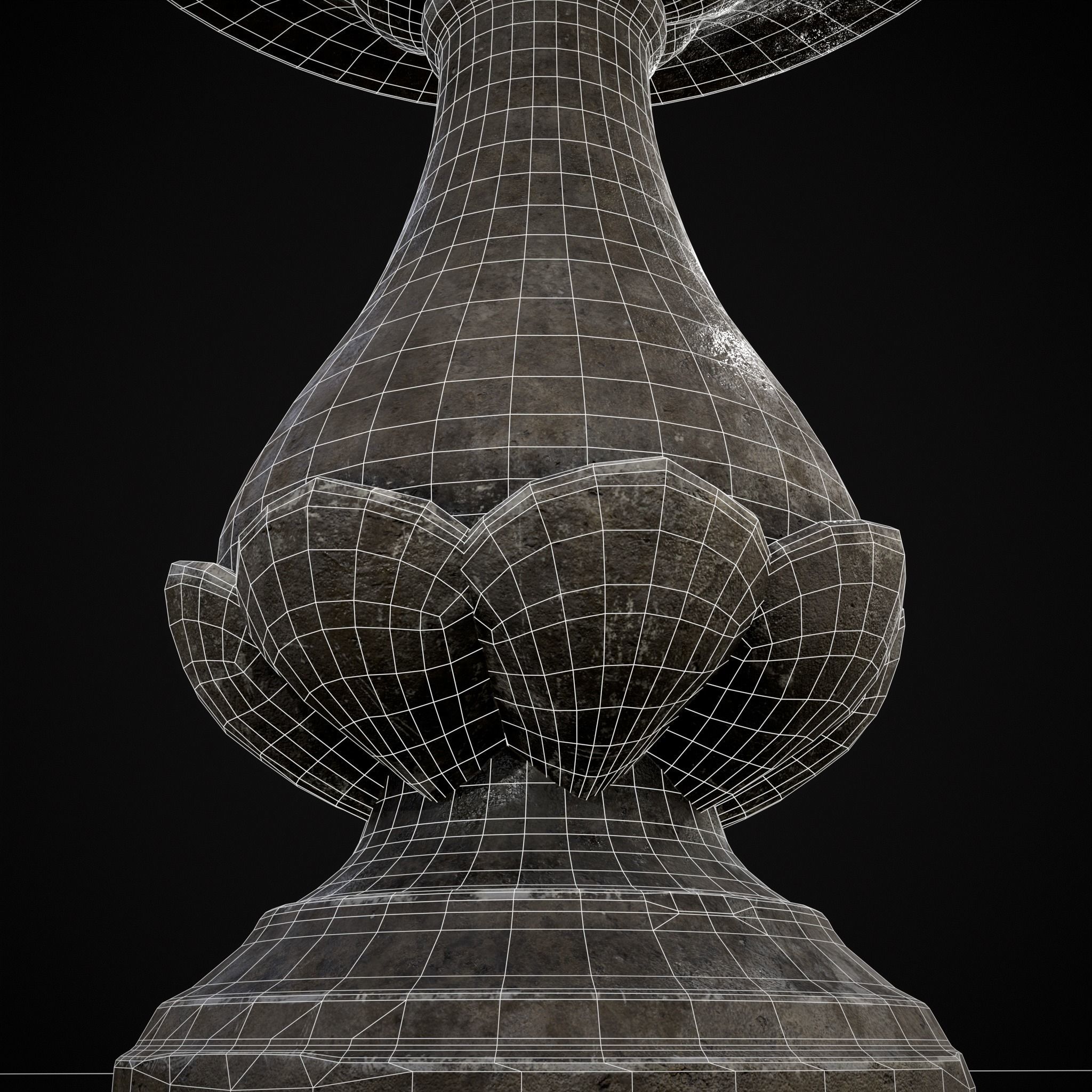 Garden Floral Round Pedestal Low-poly 3D model_6