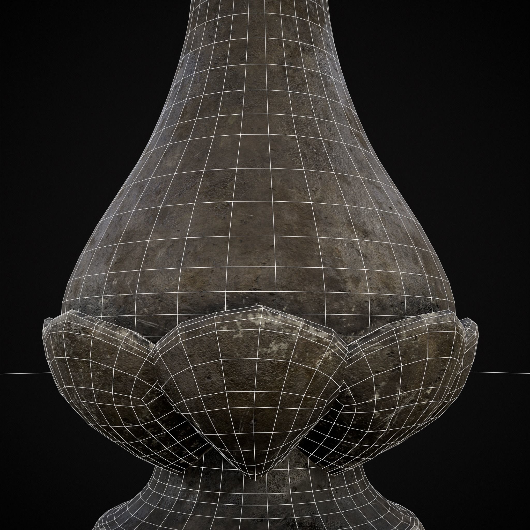 Garden Floral Round Pedestal Low-poly 3D model_12