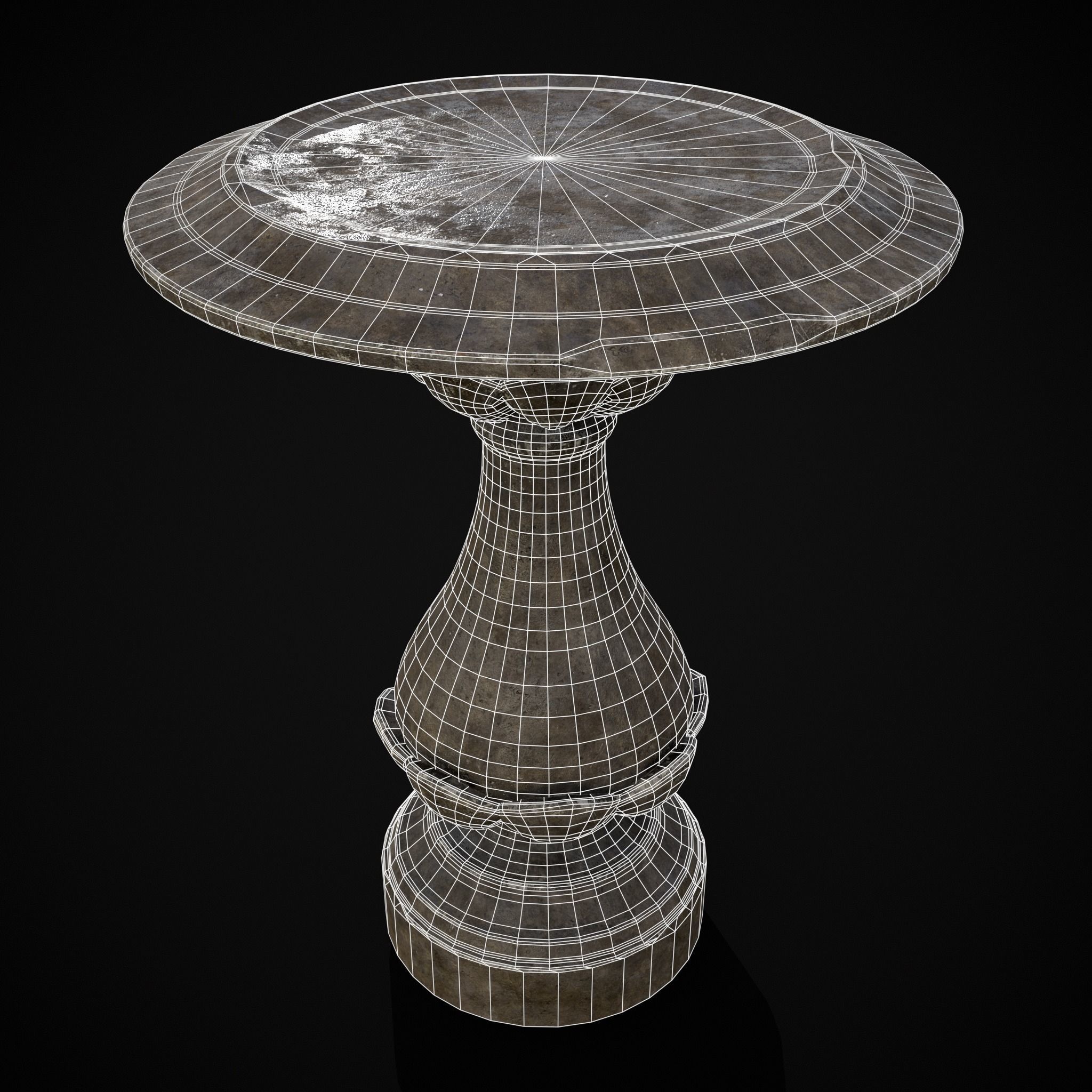 Garden Floral Round Pedestal Low-poly 3D model_20