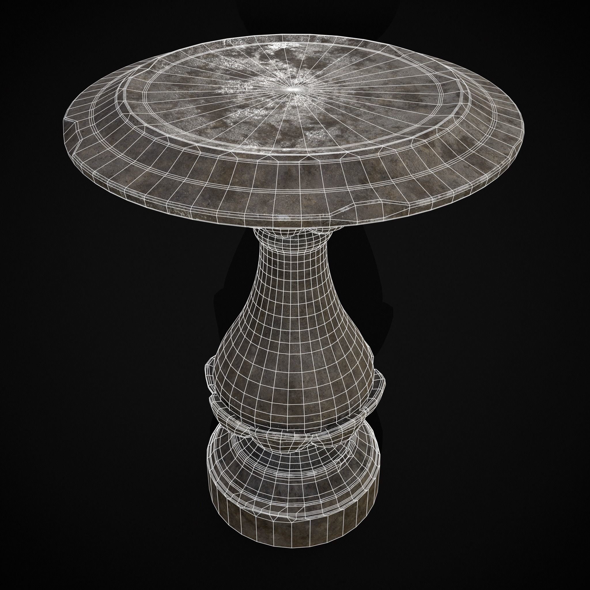 Garden Floral Round Pedestal Low-poly 3D model_4