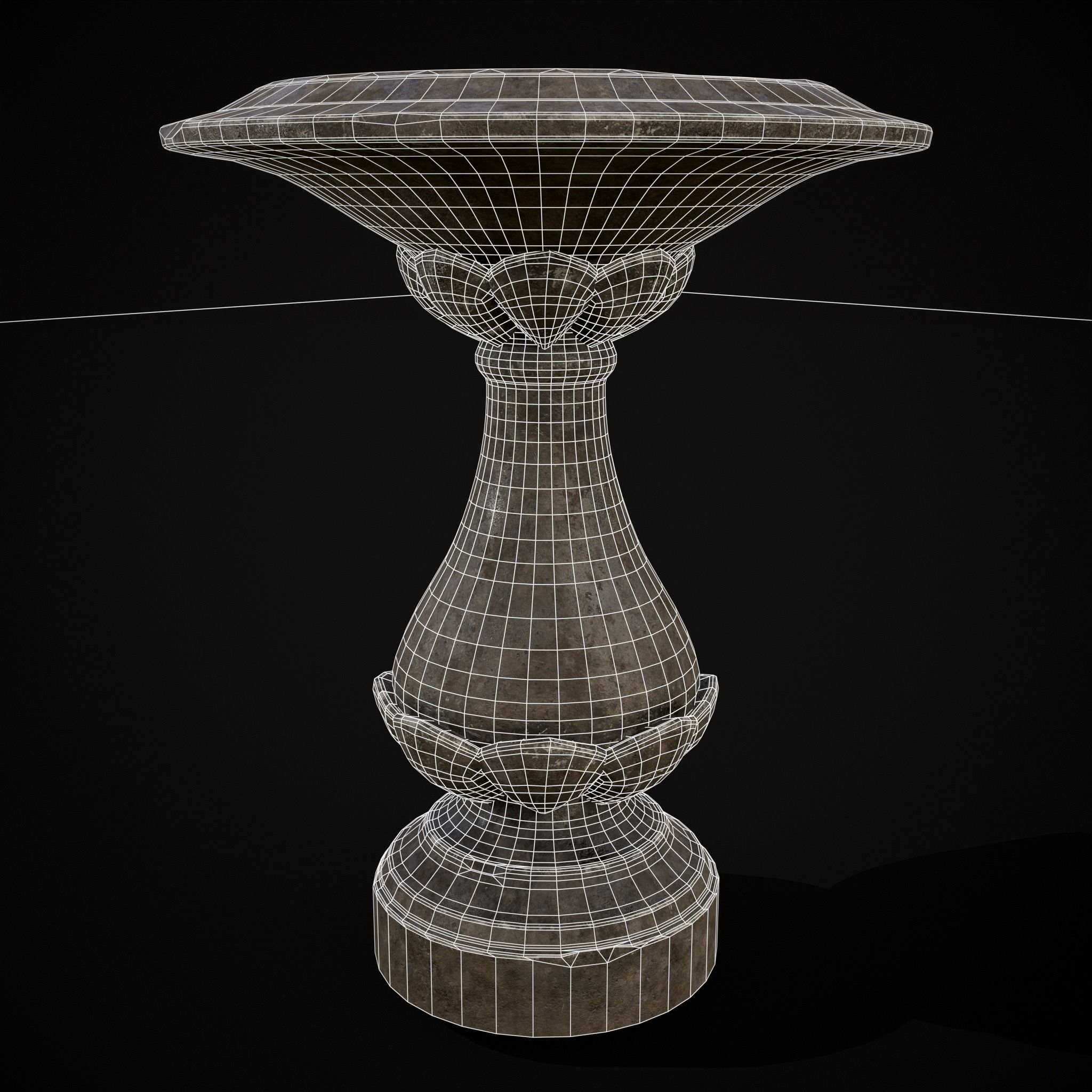 Garden Floral Round Pedestal Low-poly 3D model_14
