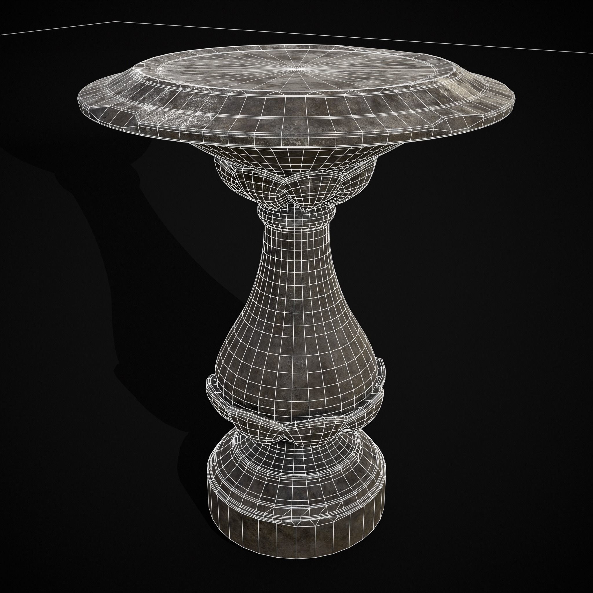 Garden Floral Round Pedestal Low-poly 3D model_2