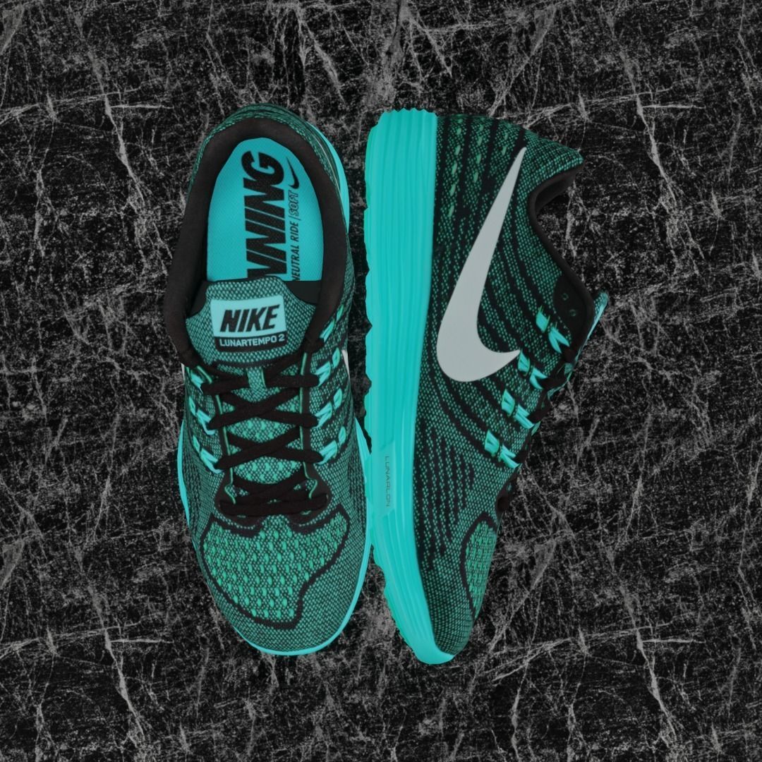 NIKE LUNAR TEMPO 2 3D SHOES -TURQUOISE Low-poly 3D model_2