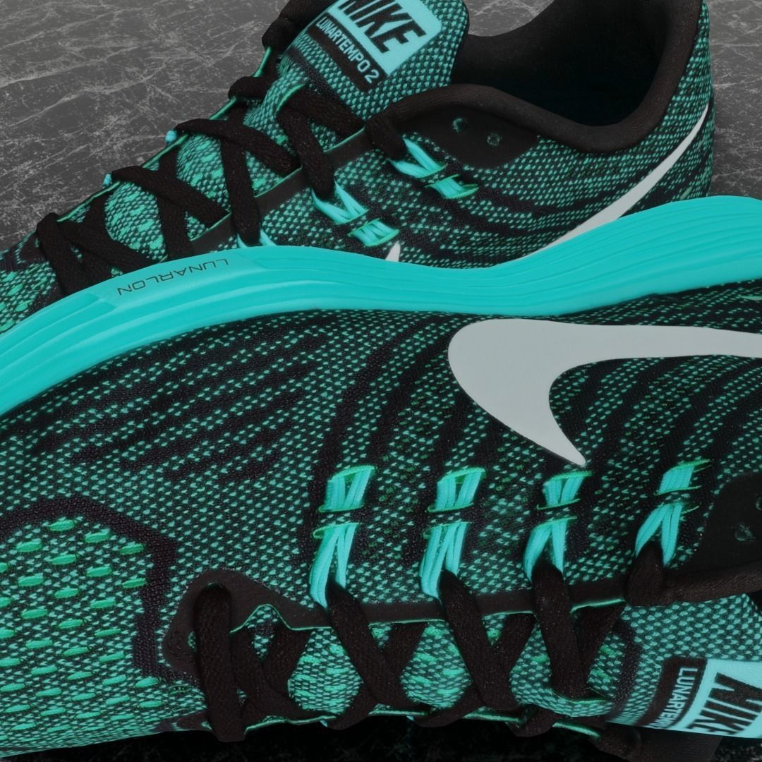 NIKE LUNAR TEMPO 2 3D SHOES -TURQUOISE Low-poly 3D model_8