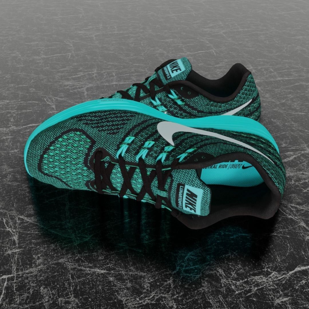 NIKE LUNAR TEMPO 2 3D SHOES -TURQUOISE Low-poly 3D model_7