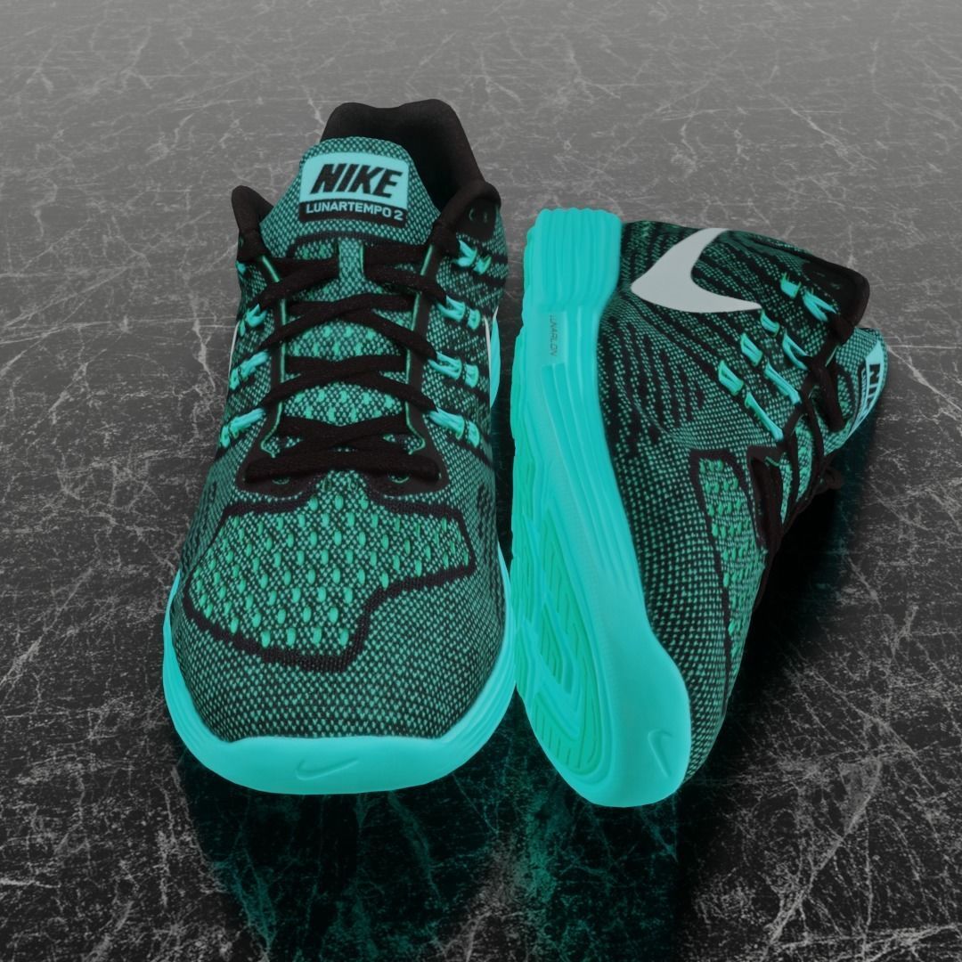 NIKE LUNAR TEMPO 2 3D SHOES -TURQUOISE Low-poly 3D model_3