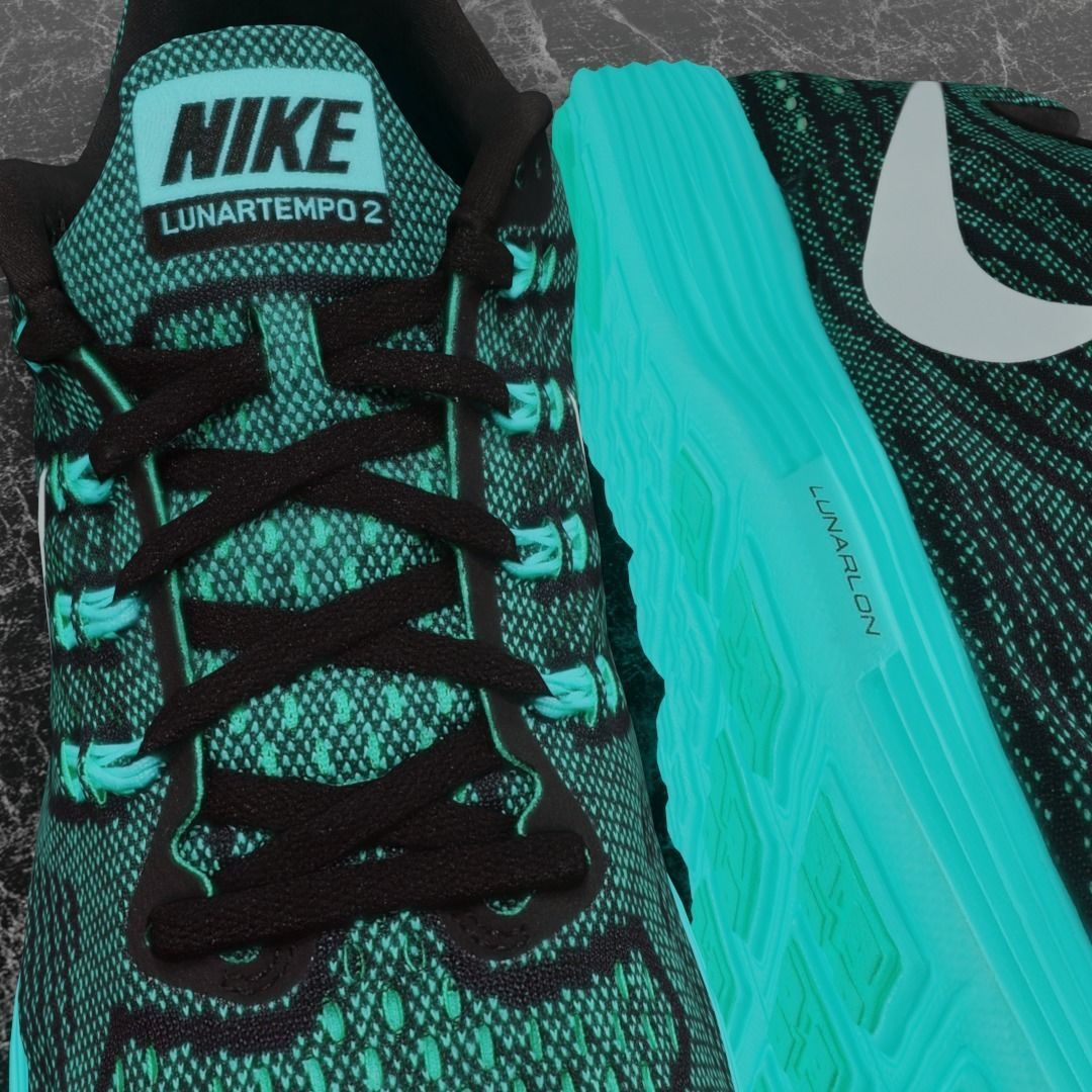NIKE LUNAR TEMPO 2 3D SHOES -TURQUOISE Low-poly 3D model_10