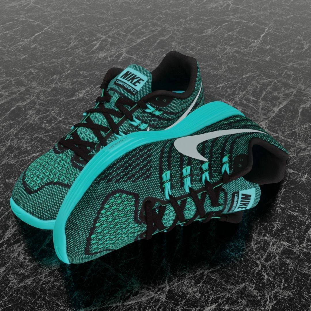 NIKE LUNAR TEMPO 2 3D SHOES -TURQUOISE Low-poly 3D model_1