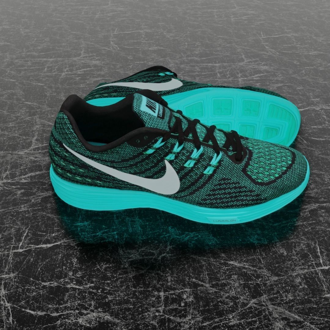 NIKE LUNAR TEMPO 2 3D SHOES -TURQUOISE Low-poly 3D model_4