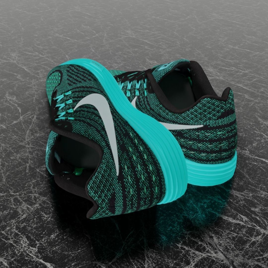 NIKE LUNAR TEMPO 2 3D SHOES -TURQUOISE Low-poly 3D model_6