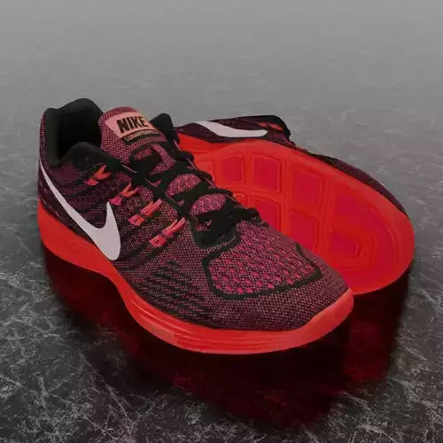 NIKE LUNAR TEMPO 2 3D SHOES - RED Low-poly 3D model