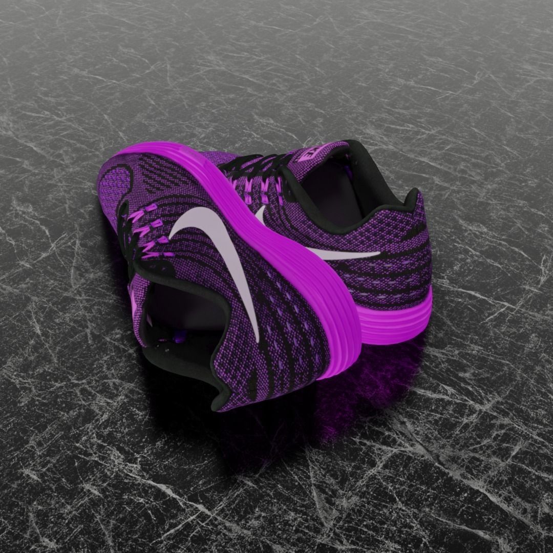 NIKE LUNAR TEMPO 2 3D SHOES - PUPRLE Low-poly 3D model_6