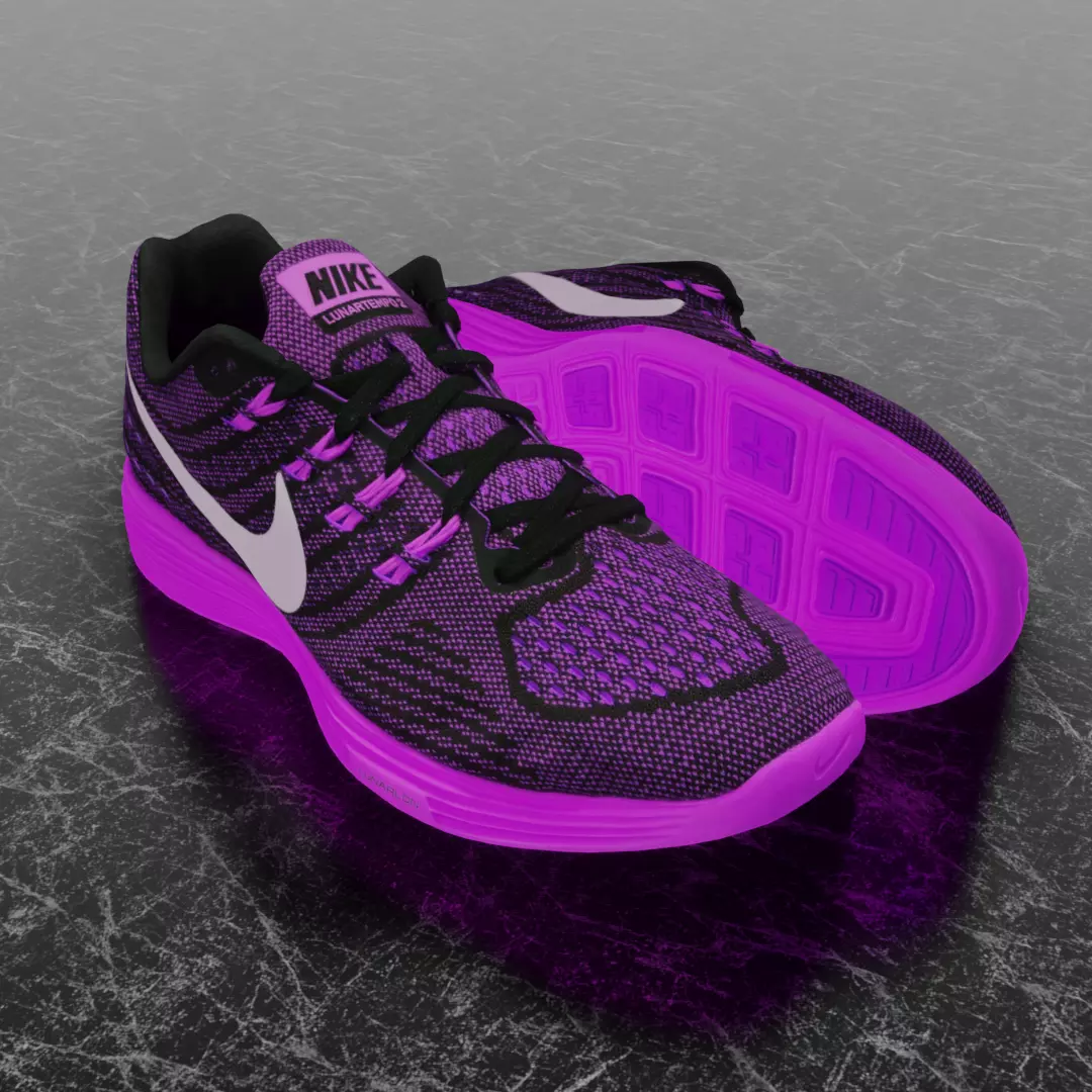 NIKE LUNAR TEMPO 2 3D SHOES - PUPRLE Low-poly 3D model_0