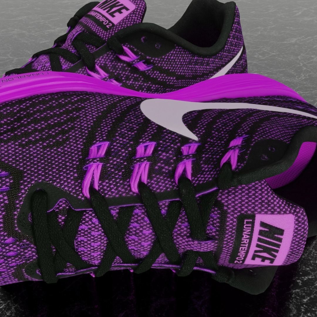 NIKE LUNAR TEMPO 2 3D SHOES - PUPRLE Low-poly 3D model_8