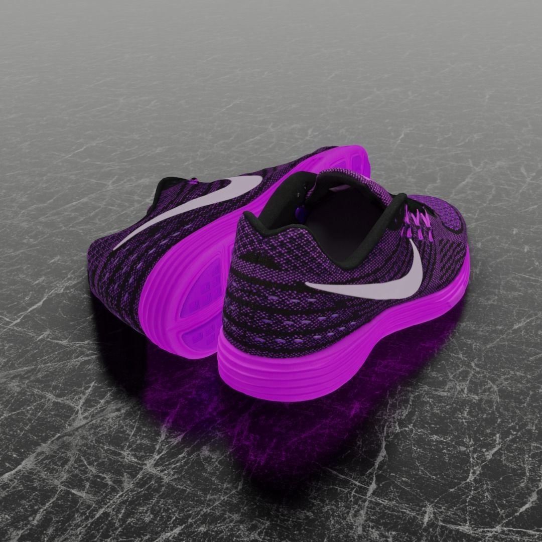 NIKE LUNAR TEMPO 2 3D SHOES - PUPRLE Low-poly 3D model_5