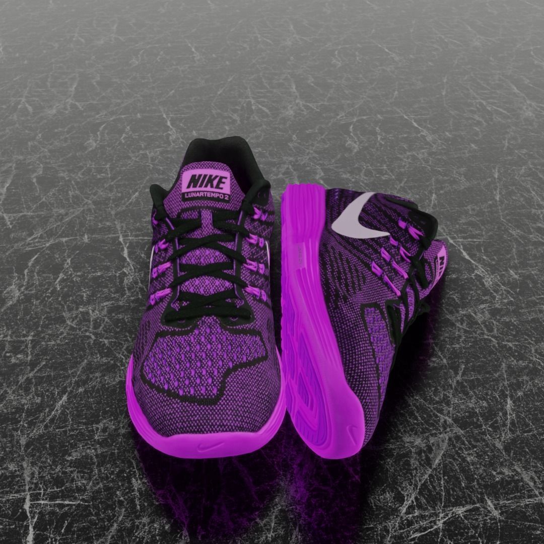 NIKE LUNAR TEMPO 2 3D SHOES - PUPRLE Low-poly 3D model_3