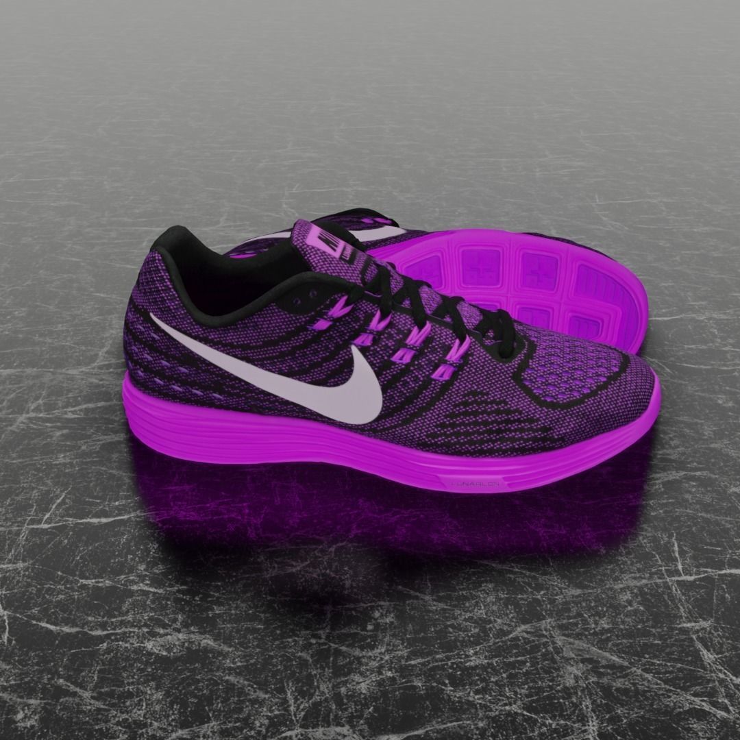 NIKE LUNAR TEMPO 2 3D SHOES - PUPRLE Low-poly 3D model_4