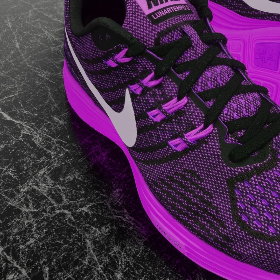 NIKE LUNAR TEMPO 2 3D SHOES - PUPRLE Low-poly 3D model_9