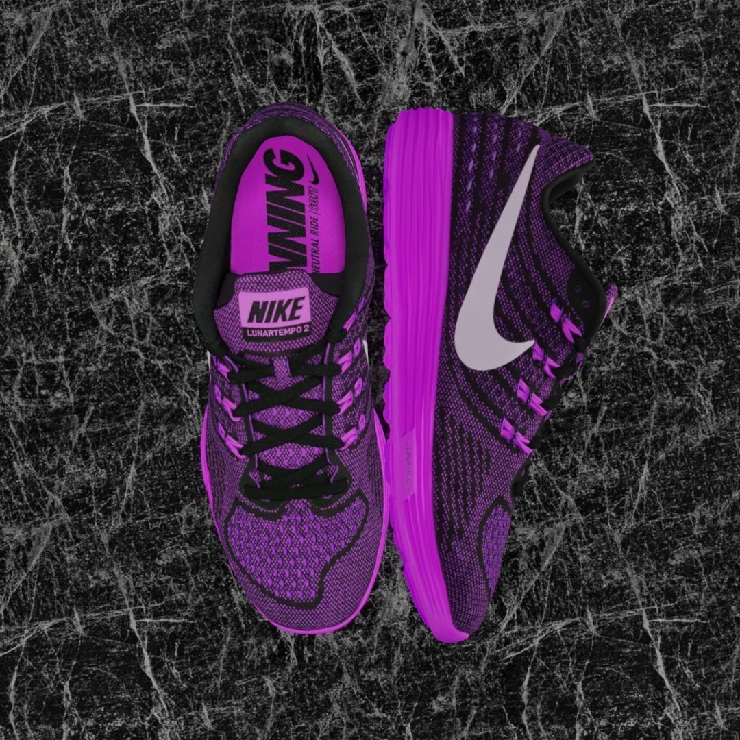 NIKE LUNAR TEMPO 2 3D SHOES - PUPRLE Low-poly 3D model_2