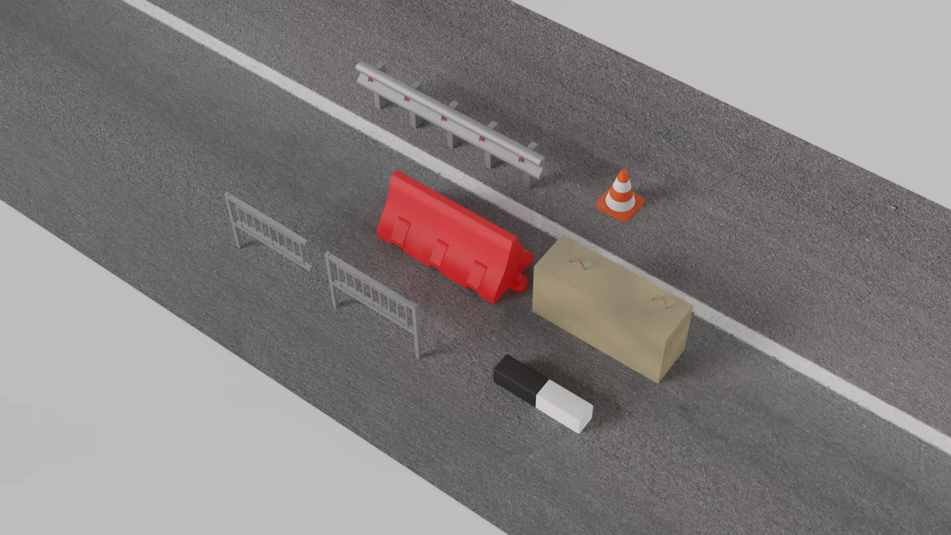 Road tools small pack Free 3D model_0