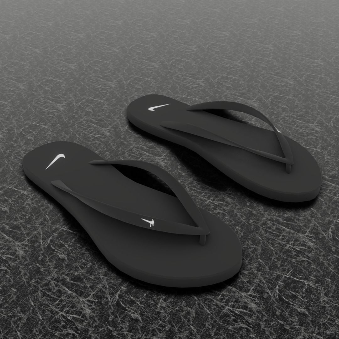 NIKE 3D FLIP-FLOPS - BLACK Low-poly 3D model_12