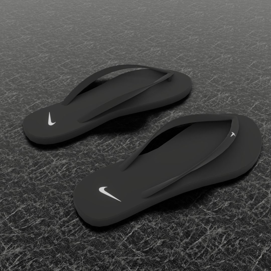 NIKE 3D FLIP-FLOPS - BLACK Low-poly 3D model_3