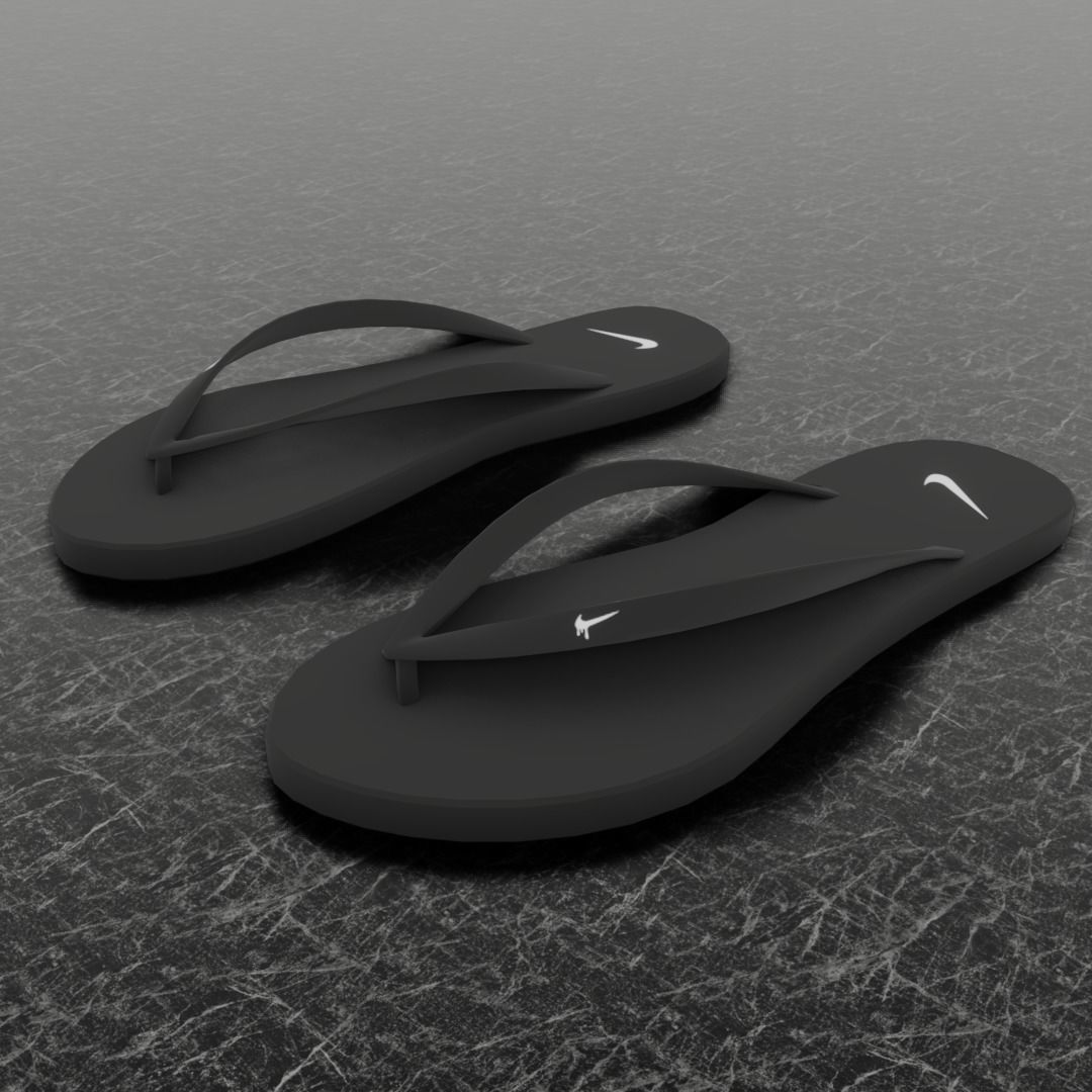 NIKE 3D FLIP-FLOPS - BLACK Low-poly 3D model_1