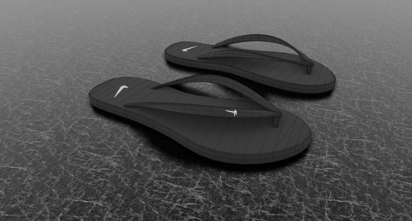 NIKE 3D FLIP-FLOPS - BLACK Low-poly 3D model_10