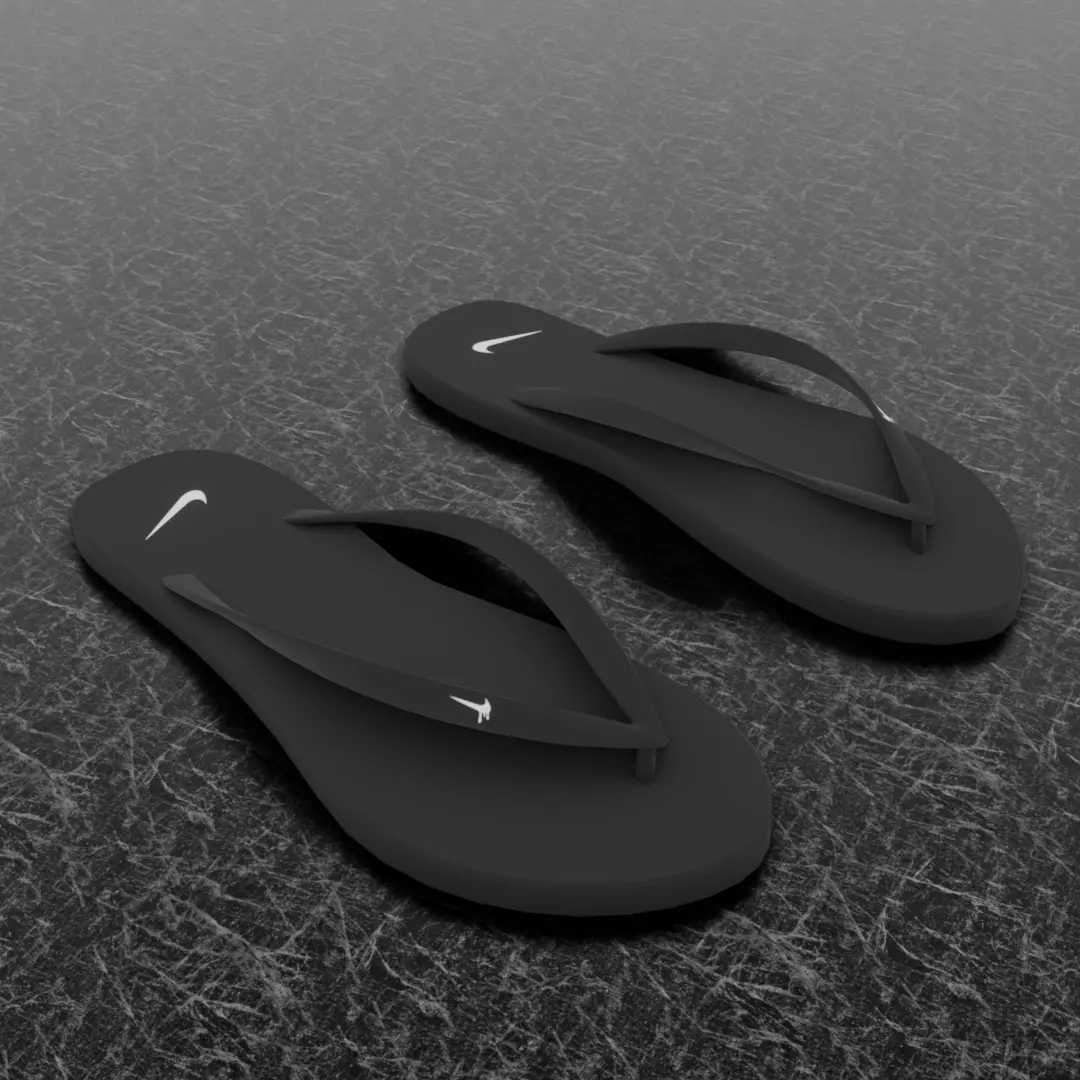 NIKE 3D FLIP-FLOPS - BLACK Low-poly 3D model_0