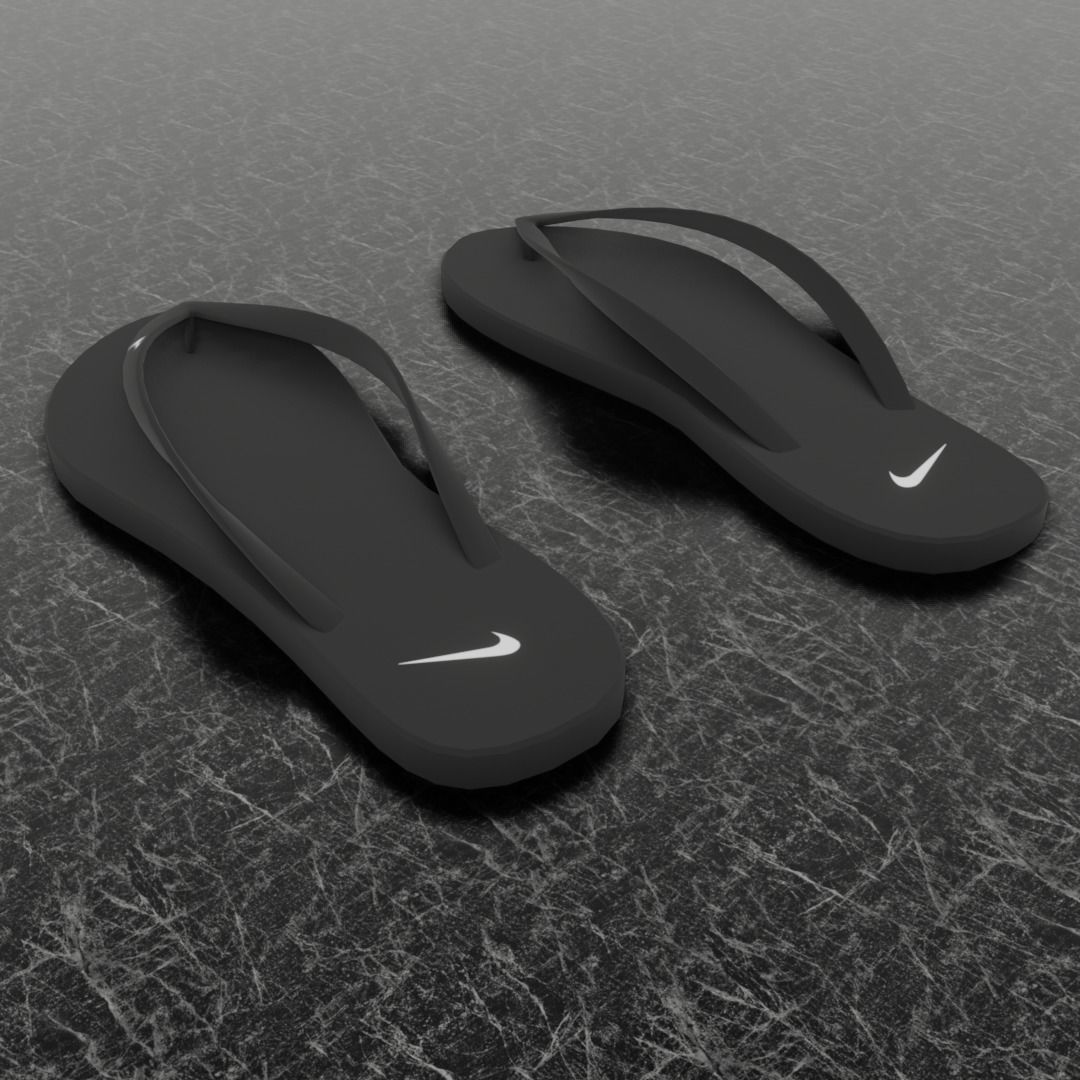 NIKE 3D FLIP-FLOPS - BLACK Low-poly 3D model_2