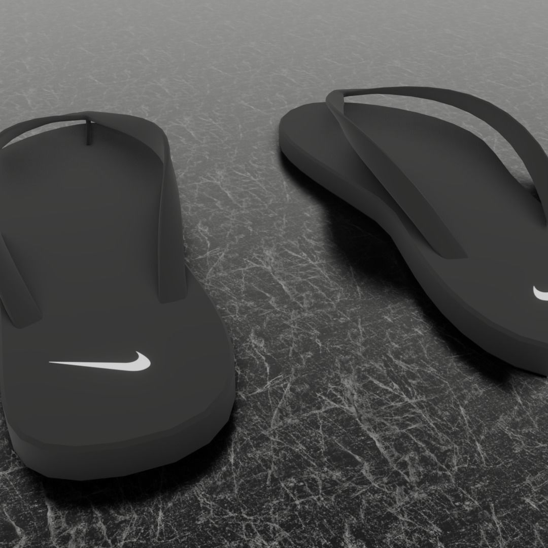 NIKE 3D FLIP-FLOPS - BLACK Low-poly 3D model_6