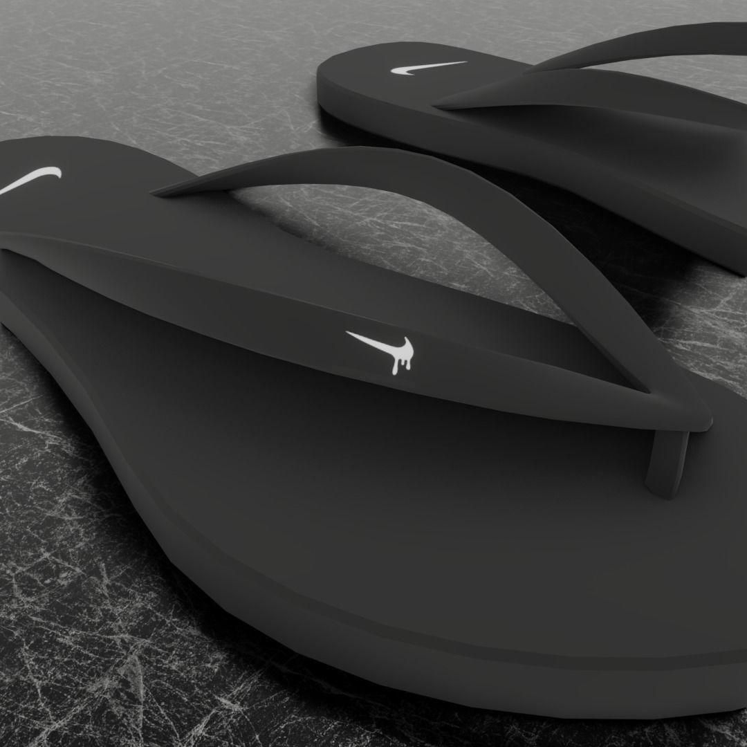 NIKE 3D FLIP-FLOPS - BLACK Low-poly 3D model_7
