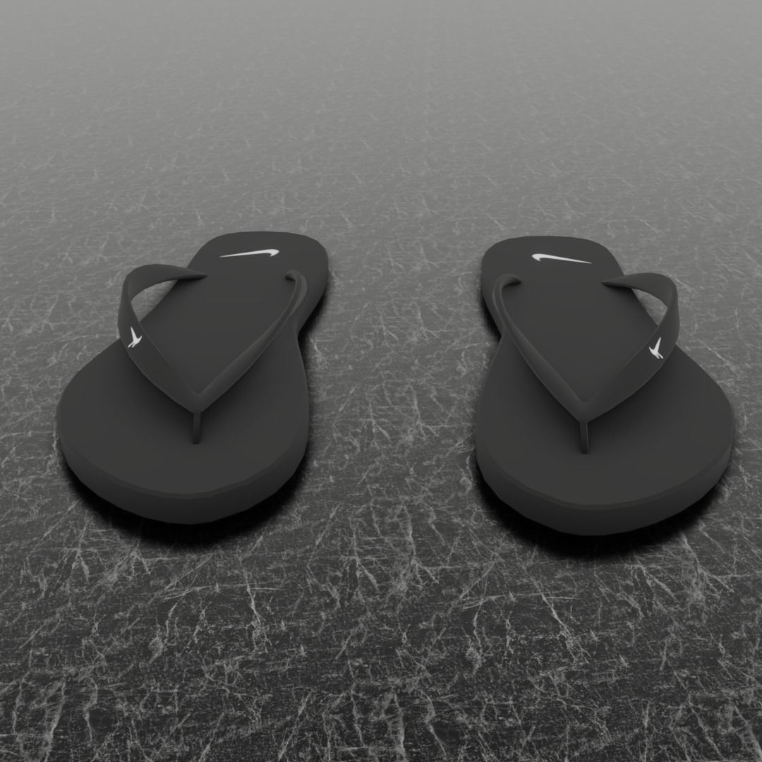NIKE 3D FLIP-FLOPS - BLACK Low-poly 3D model_4