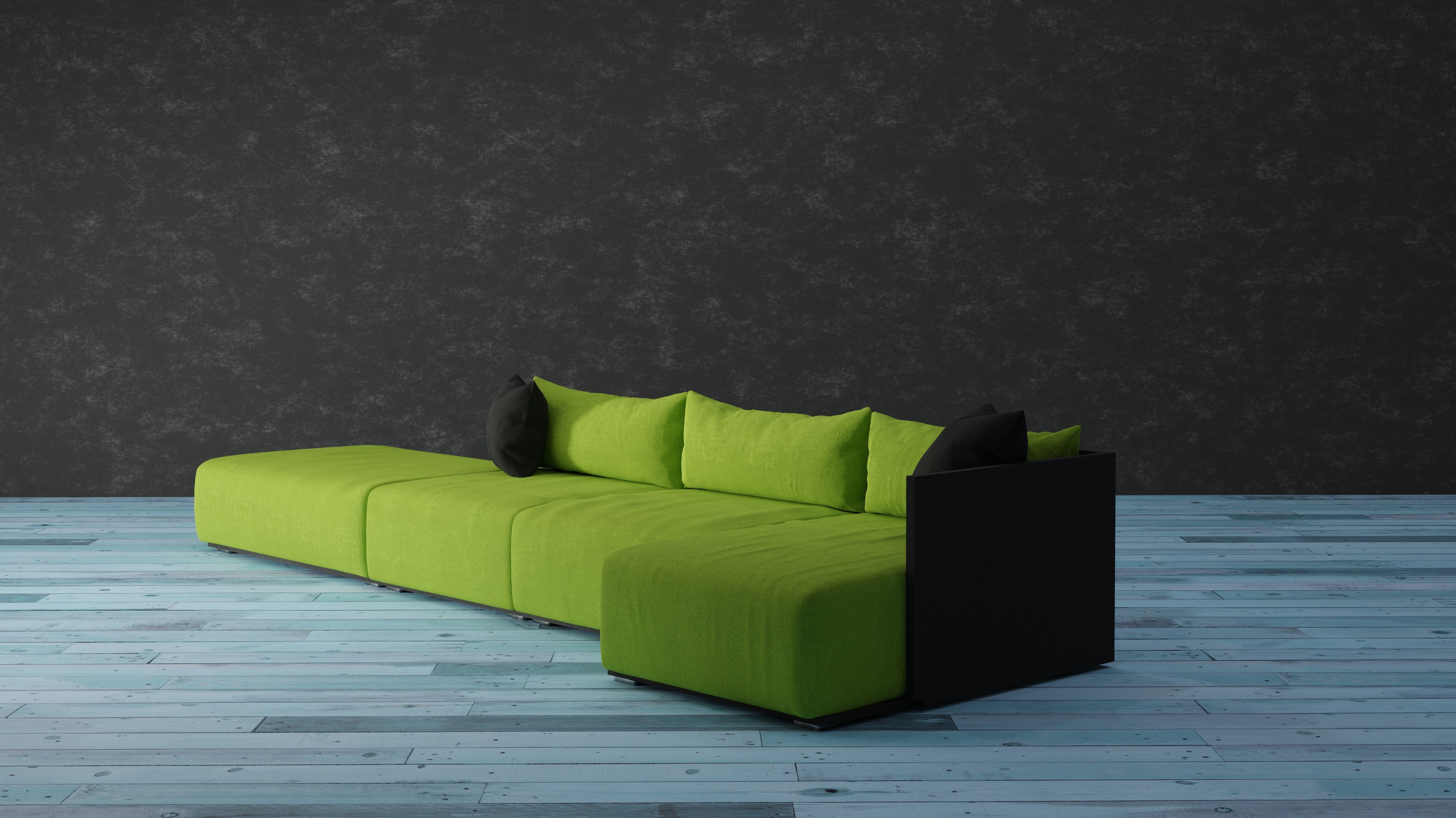 Sofa Lime Green - Contemporany Sofa Free 3D model_1