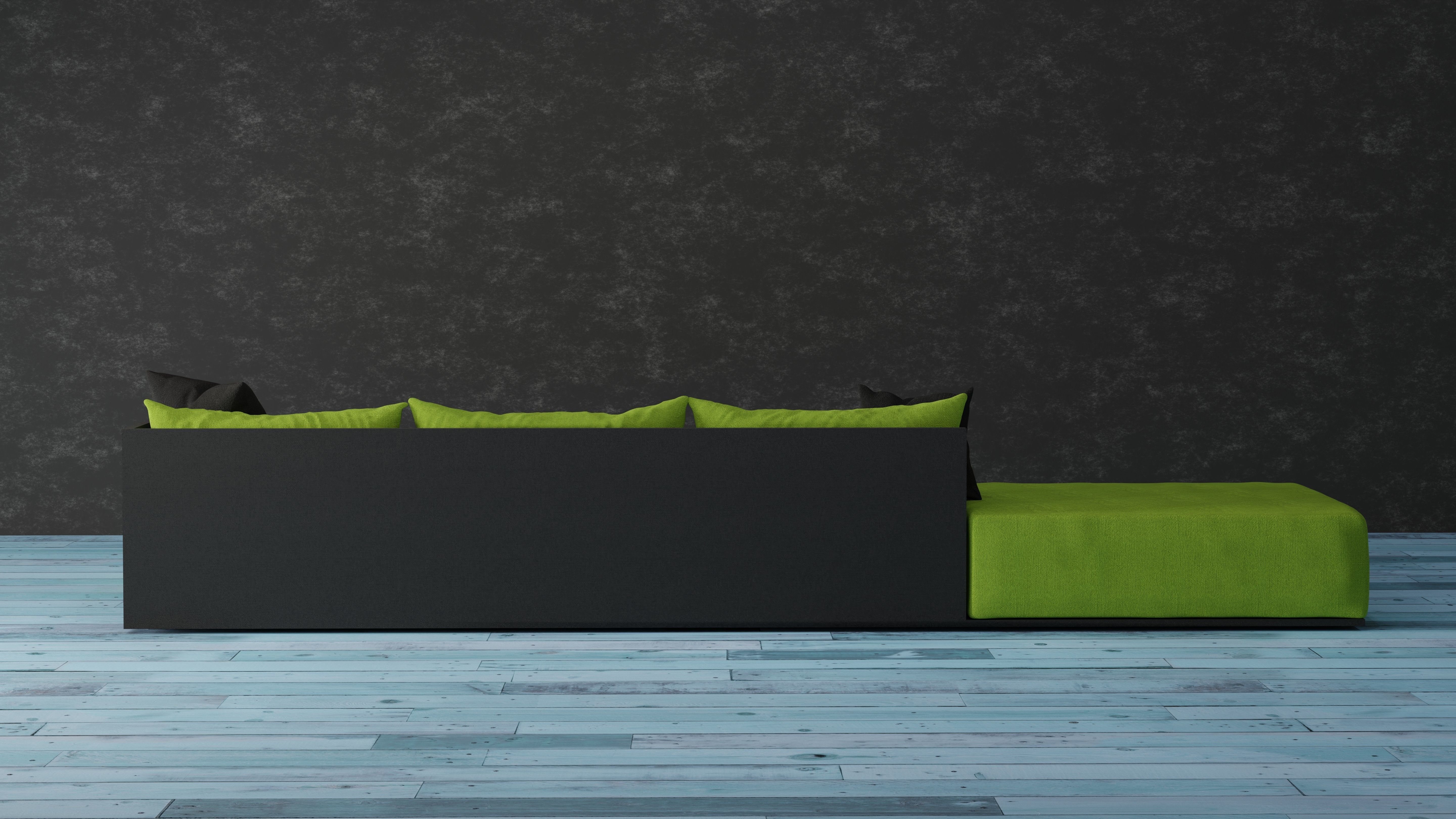 Sofa Lime Green - Contemporany Sofa Free 3D model_3
