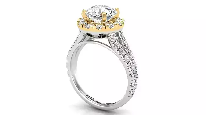 Engagement Ring with 2 Tone Gold