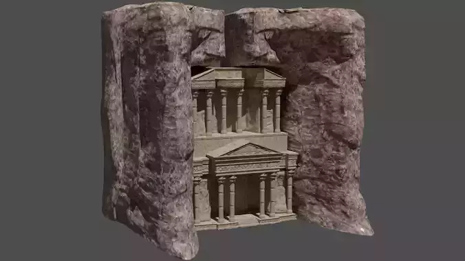 petra castle the royal tombs - realistic low poly