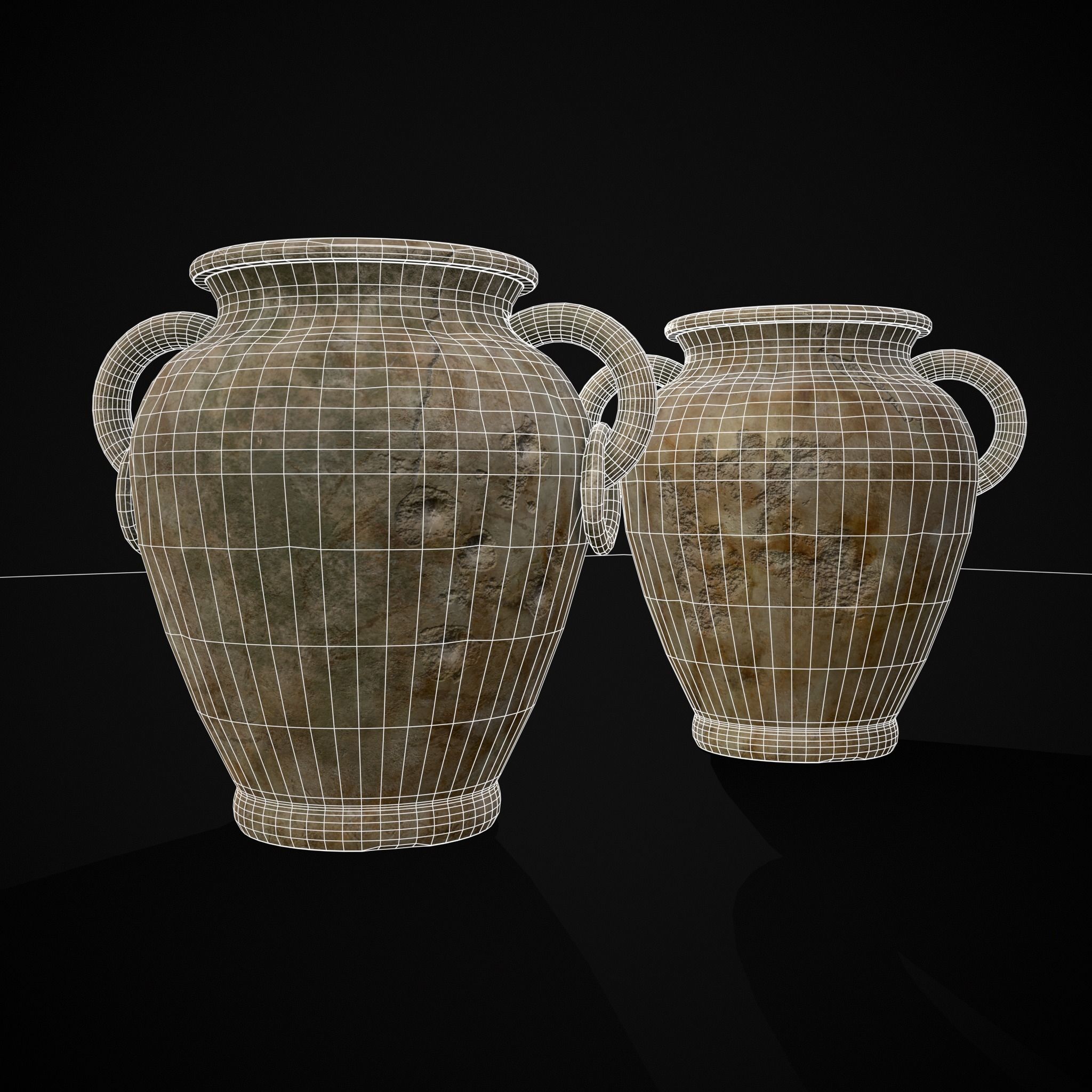 Marble Garden Vases Low-poly 3D model_22