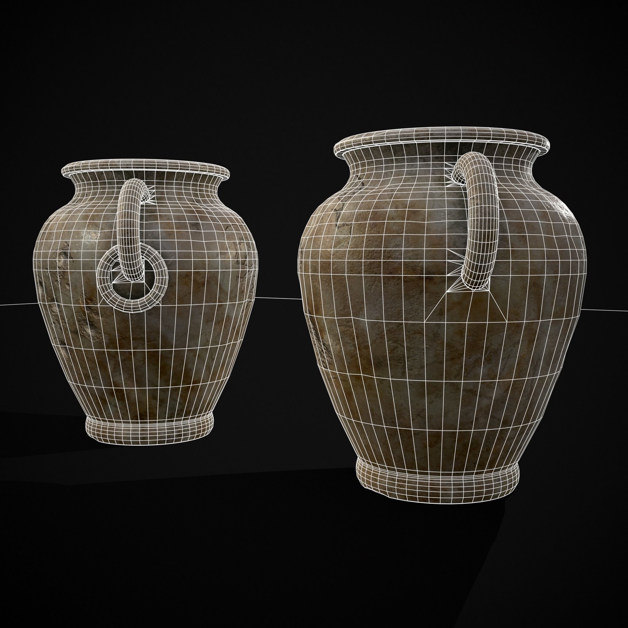 Marble Garden Vases Low-poly 3D model_6