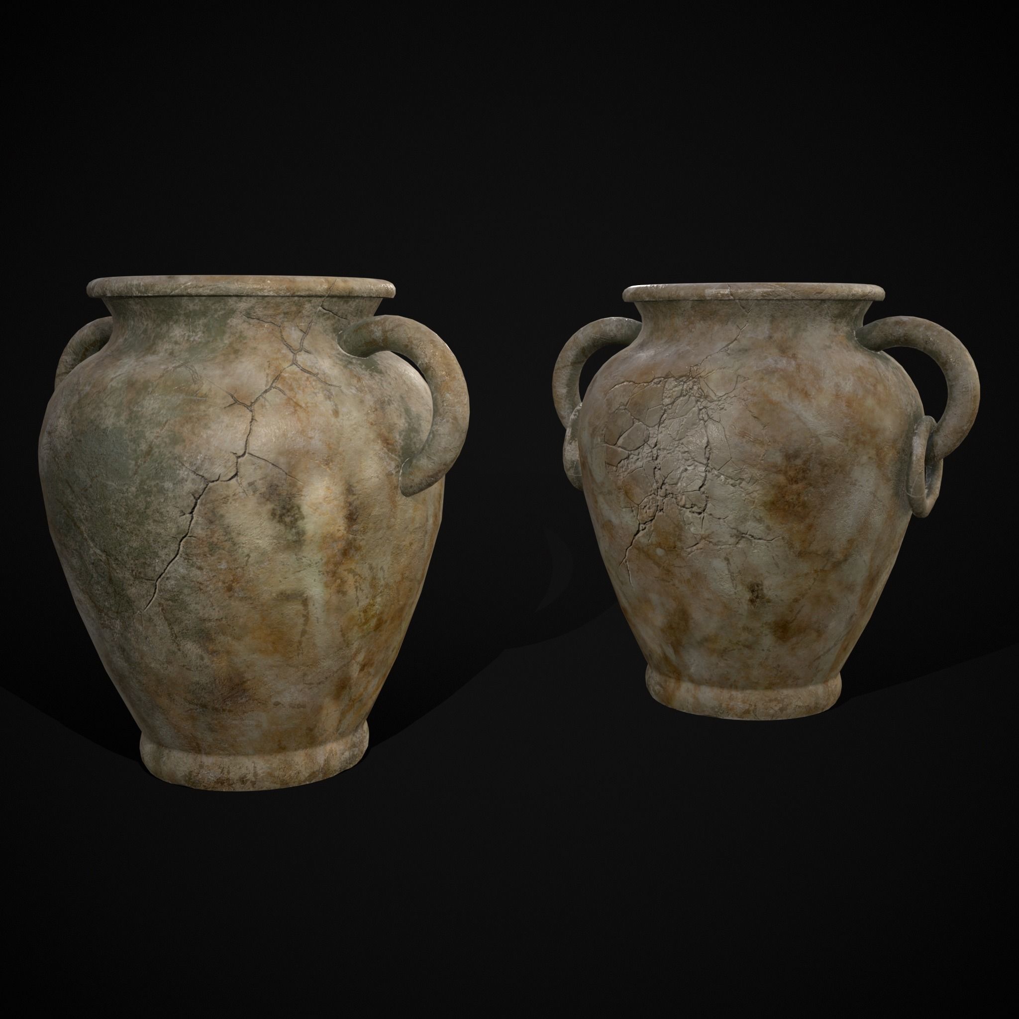 Marble Garden Vases Low-poly 3D model_3