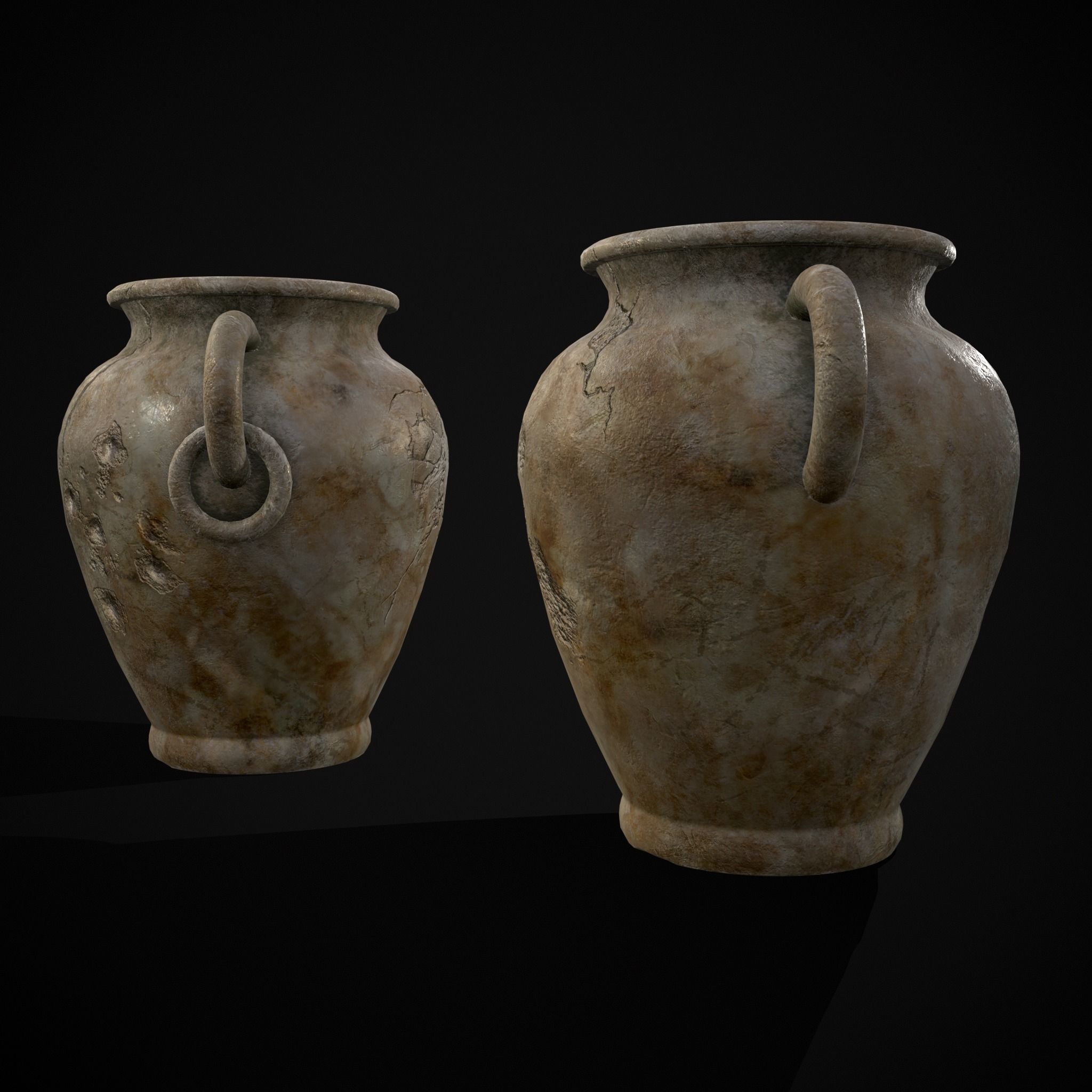 Marble Garden Vases Low-poly 3D model_5