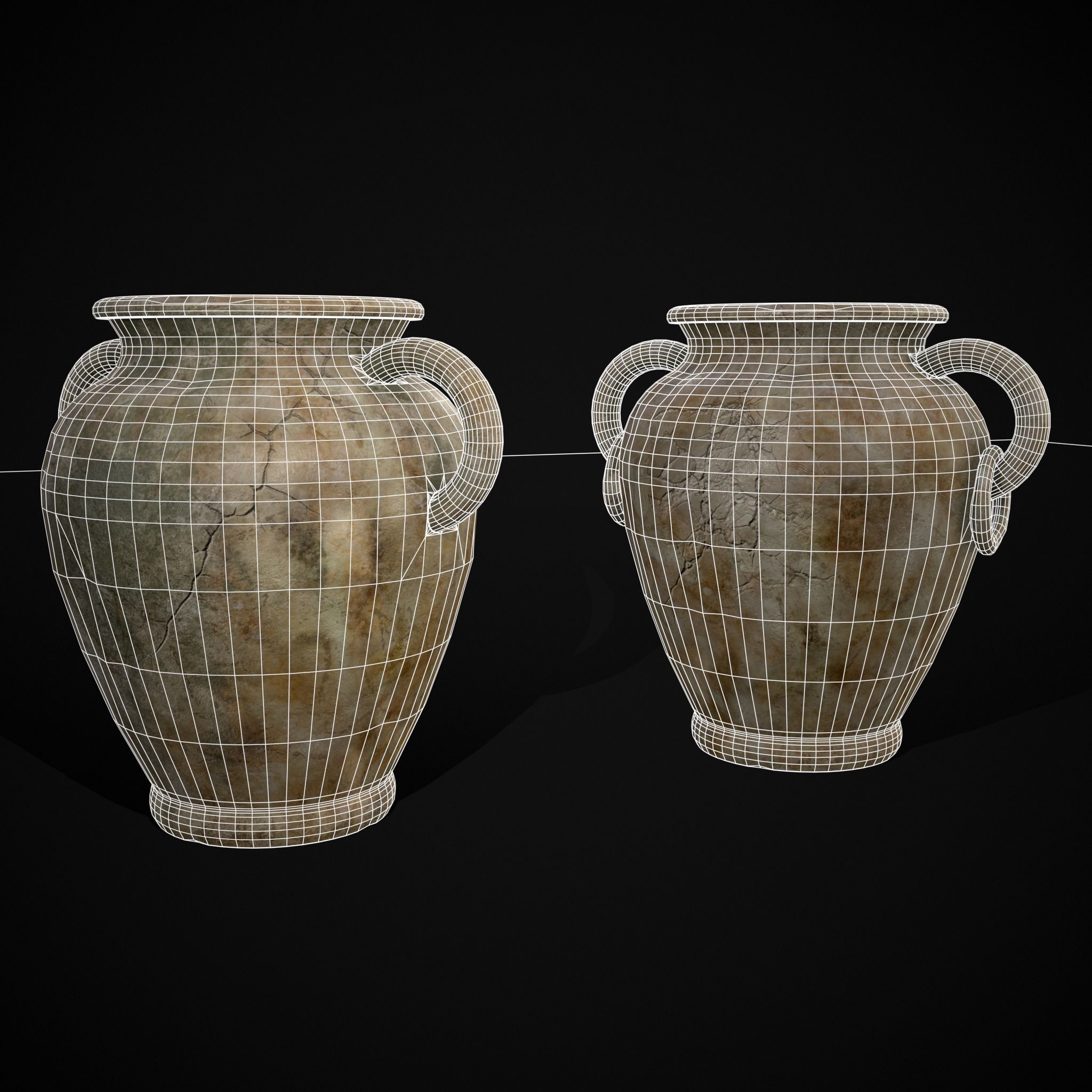 Marble Garden Vases Low-poly 3D model_4