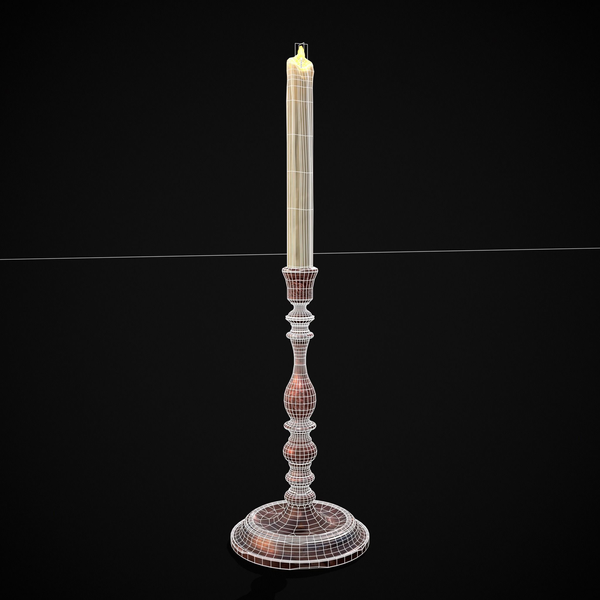 Thin Elegant Candle Stick  Low-poly 3D model_2